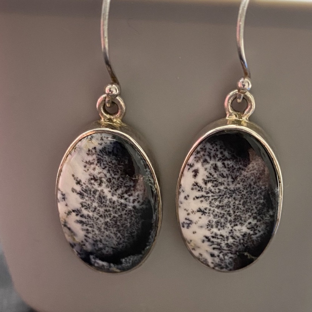 Elegant Maligano Jasper set in 925 sterling silver Oval Earrings